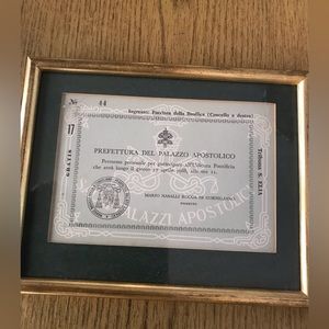 Framed ticket to See the Pope